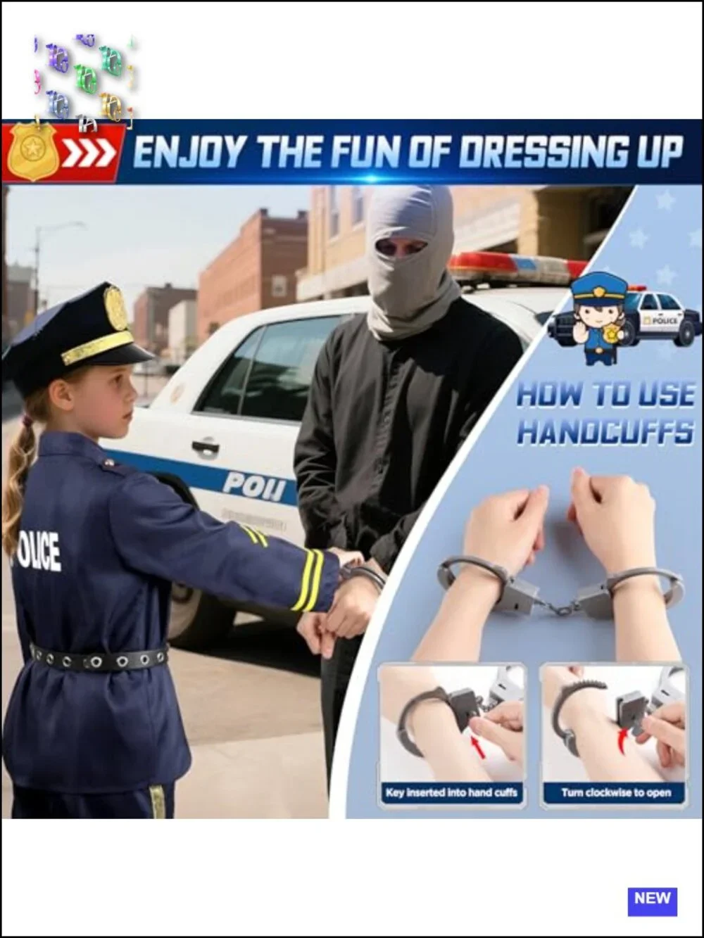 Kids Police Officer Costume Set with Accessories Halloween